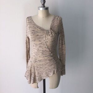 Anthropologie Cream and Black Long Sleeve Top